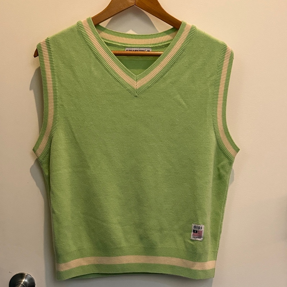 Green V-Neck Sweater Vest